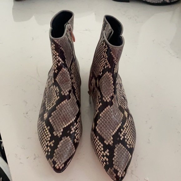 Paige Catherine Snakeskin-Embossed Leather Ankle Boots - Picture 2 of 4